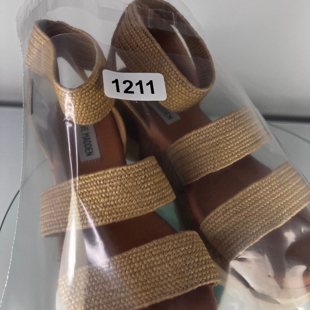 Steve Madden Bandi platform Sandals Cork ankle strap boho wedge - Picture 9 of 9